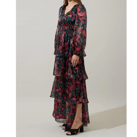 Sugarlips Briala Organza Sandy Pleated Maxi Dress Size XS NWT - Picture 3 of 10